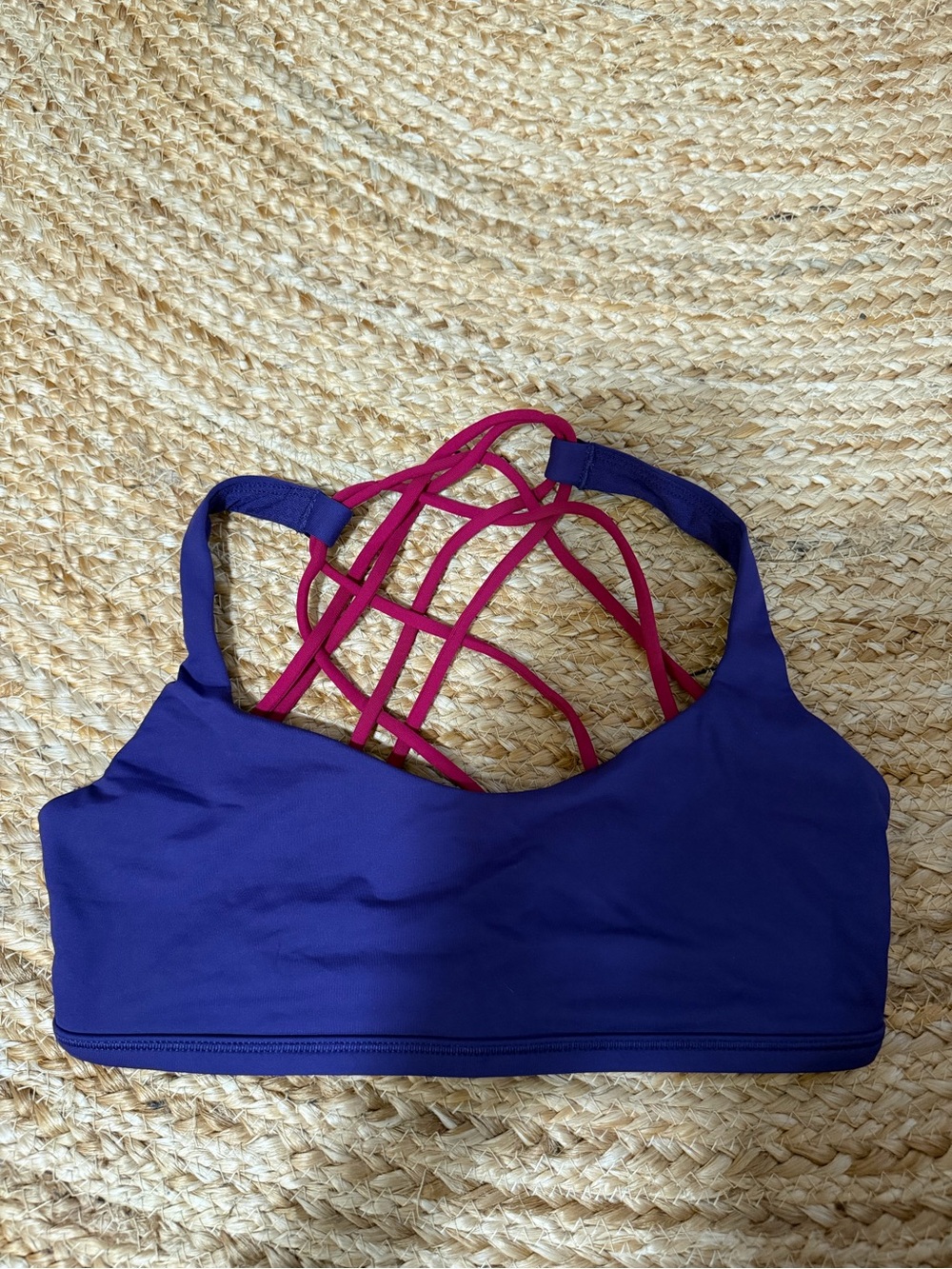 lululemon athletica size 6 Purple Sports Bra with Pink Strappy Back
